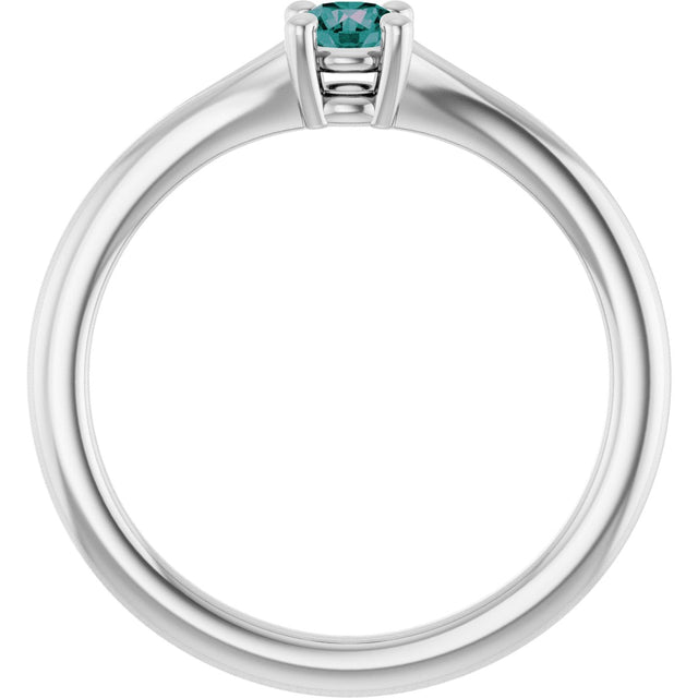 14K Gold Round Lab-Grown Alexandrite Youth Solitaire Ring - White Gold - view 7