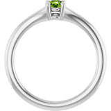 14K Gold Round Natural Peridot Youth Solitaire Ring - White Gold - view 7