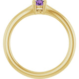 14K Gold Round Natural Amethyst Youth Solitaire Ring - Yellow Gold - view 7