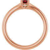 14K Gold Round Natural Mozambique Garnet Youth Solitaire Ring - Rose Gold - view 7
