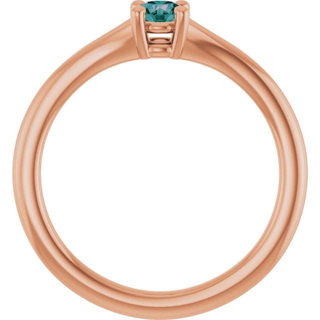 14K Gold Round Lab-Grown Alexandrite Youth Solitaire Ring - Rose Gold - view 7