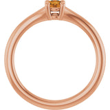 14K Gold Round Natural Citrine Youth Solitaire Ring - Rose Gold - view 7
