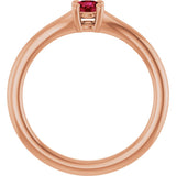 14K Gold Round Natural Ruby Youth Solitaire Ring - Rose Gold - view 7