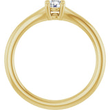 14K Gold Round Natural White Sapphire Youth Solitaire Ring - Yellow Gold - view 7