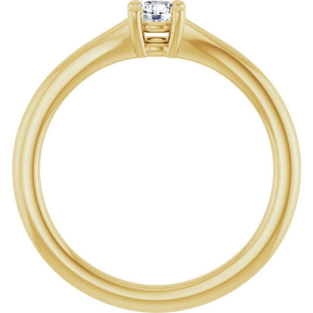 14K Gold Round Natural White Sapphire Youth Solitaire Ring - Yellow Gold - view 7