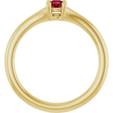 14K Gold Round Lab-Grown Ruby Youth Solitaire Ring - Yellow Gold - view 7
