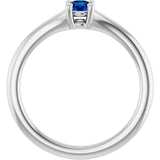 Platinum Round Lab-Grown Blue Sapphire Youth Solitaire Ring - view 7