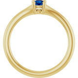 14K Gold Round Lab-Grown Blue Sapphire Youth Solitaire Ring - Yellow Gold - view 7