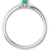 Platinum Round Lab-Grown Emerald Youth Solitaire Ring - view 7