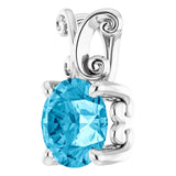 Platinum Round Natural Aquamarine Solitaire Pendant - view 2