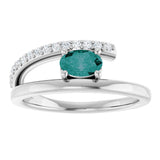 Platinum Oval Lab-Grown Alexandrite & Natural Diamond Accented Bypass Ring - view 3