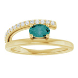 14K Gold Oval Lab-Grown Alexandrite & Natural Diamond Accented Bypass Ring - Yellow Gold - view 3