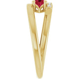 14K Gold Oval Lab-Grown Ruby & Natural Diamond Accented Bypass Ring - Yellow Gold - view 4