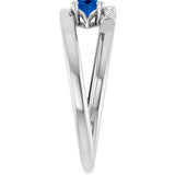 14K Gold Oval Natural Blue Sapphire & Natural Diamond Accented Bypass Ring - White Gold - view 4
