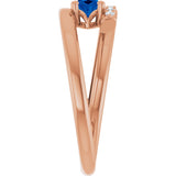 14K Gold Oval Natural Blue Sapphire & Natural Diamond Accented Bypass Ring - Rose Gold - view 4