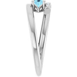 14K Gold Oval Natural Aquamarine & Natural Diamond Accented Bypass Ring - White Gold - view 4
