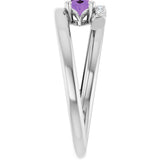 Platinum Oval Natural Amethyst & Natural Diamond Accented Bypass Ring - view 4
