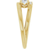14K Gold Oval Natural White Sapphire & Natural Diamond Accented Bypass Ring - Yellow Gold - view 4