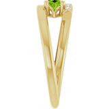 14K Gold Oval Natural Peridot & Natural Diamond Accented Bypass Ring - Yellow Gold - view 4