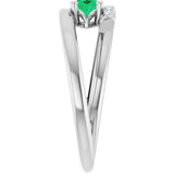 Platinum Oval Lab-Grown Emerald & Natural Diamond Accented Bypass Ring - view 4