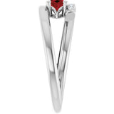 14K Gold Oval Natural Mozambique Garnet & Natural Diamond Accented Bypass Ring – 6mm Stones - White Gold - view 4