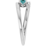 14K Gold Oval Lab-Grown Alexandrite & Natural Diamond Accented Bypass Ring - White Gold - view 4