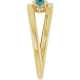 14K Gold Oval Lab-Grown Alexandrite & Natural Diamond Accented Bypass Ring - Yellow Gold - view 4