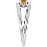Platinum Oval Natural Citrine & Natural Diamond Accented Bypass Ring - view 4