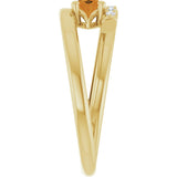 14K Gold Oval Natural Citrine & Natural Diamond Accented Bypass Ring - Yellow Gold - view 4