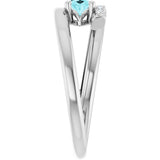 Platinum Oval Natural Blue Zircon & Natural Diamond Accented Bypass Ring - view 4