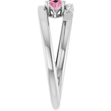 14K Gold Oval Natural Pink Tourmaline & Natural Diamond Accented Bypass Ring - White Gold - view 4