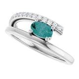 14K Gold Oval Lab-Grown Alexandrite & Natural Diamond Accented Bypass Ring - White Gold - view 5