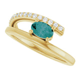 14K Gold Oval Lab-Grown Alexandrite & Natural Diamond Accented Bypass Ring - Yellow Gold - view 5