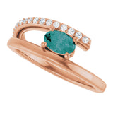 14K Gold Oval Lab-Grown Alexandrite & Natural Diamond Accented Bypass Ring - Rose Gold - view 5
