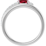 Platinum Oval Natural Ruby & Natural Diamond Accented Bypass Ring - view 2
