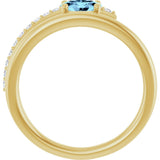 14K Gold Oval Natural Aquamarine & Natural Diamond Accented Bypass Ring - Yellow Gold - view 2