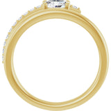 14K Gold Oval Natural White Sapphire & Natural Diamond Accented Bypass Ring - Yellow Gold - view 2