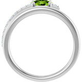 Platinum Oval Natural Peridot & Natural Diamond Accented Bypass Ring - view 2