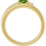 14K Gold Oval Natural Peridot & Natural Diamond Accented Bypass Ring - Yellow Gold - view 2