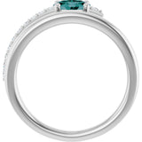 14K Gold Oval Lab-Grown Alexandrite & Natural Diamond Accented Bypass Ring - White Gold - view 2
