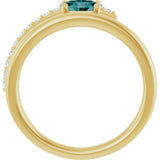 14K Gold Oval Lab-Grown Alexandrite & Natural Diamond Accented Bypass Ring - Yellow Gold - view 2