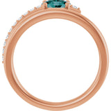 14K Gold Oval Lab-Grown Alexandrite & Natural Diamond Accented Bypass Ring - Rose Gold - view 2