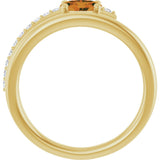 14K Gold Oval Natural Citrine & Natural Diamond Accented Bypass Ring - Yellow Gold - view 2