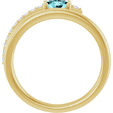 14K Gold Oval Natural Blue Zircon & Natural Diamond Accented Bypass Ring - Yellow Gold - view 2