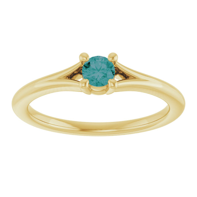 14K Gold Round Lab-Grown Alexandrite Youth Solitaire Ring - Yellow Gold - view 8