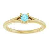 14K Gold Round Natural Blue Zircon Youth Solitaire Ring - Yellow Gold - view 8