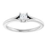 14K Gold Round Natural White Sapphire Youth Solitaire Ring - White Gold - view 8