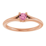 14K Gold Round Natural Pink Tourmaline Youth Solitaire Ring - Rose Gold - view 8