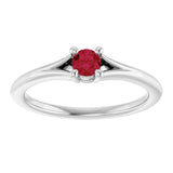 14K Gold Round Natural Ruby Youth Solitaire Ring - White Gold - view 8