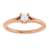 14K Gold Round Natural White Sapphire Youth Solitaire Ring - Rose Gold - view 8